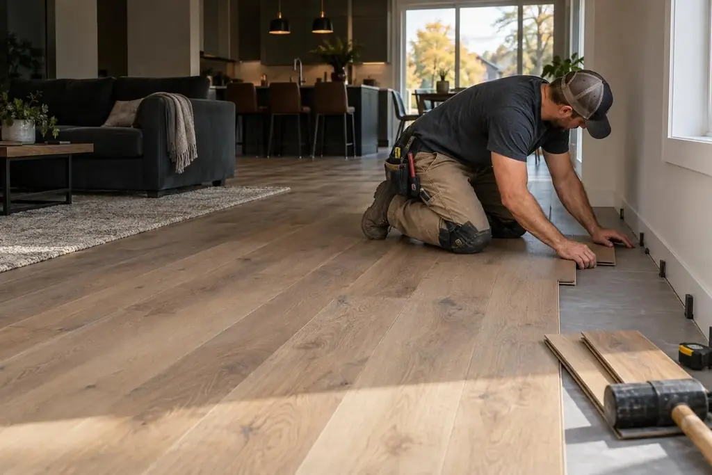 Flooring installers at work