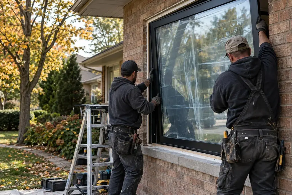 Window installers at work