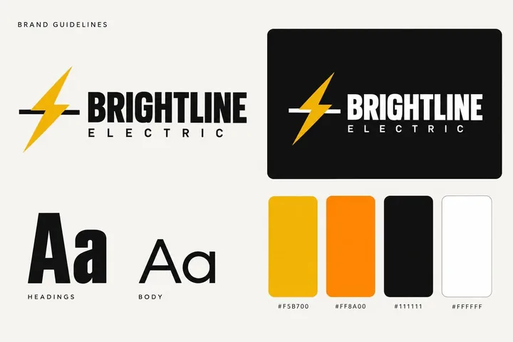 Brightline Electric mini brand guidelines: logo, colours and type