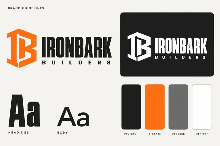 Ironbark Builders mini brand guidelines: logo, colours and type