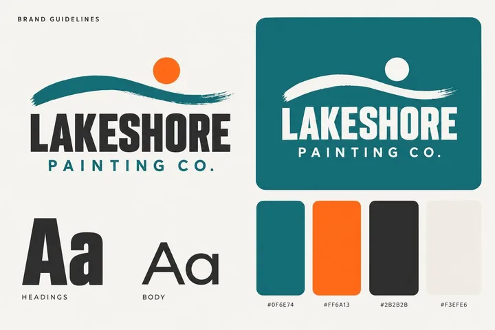 Lakeshore Painting Co. mini brand guidelines: logo, colours and type