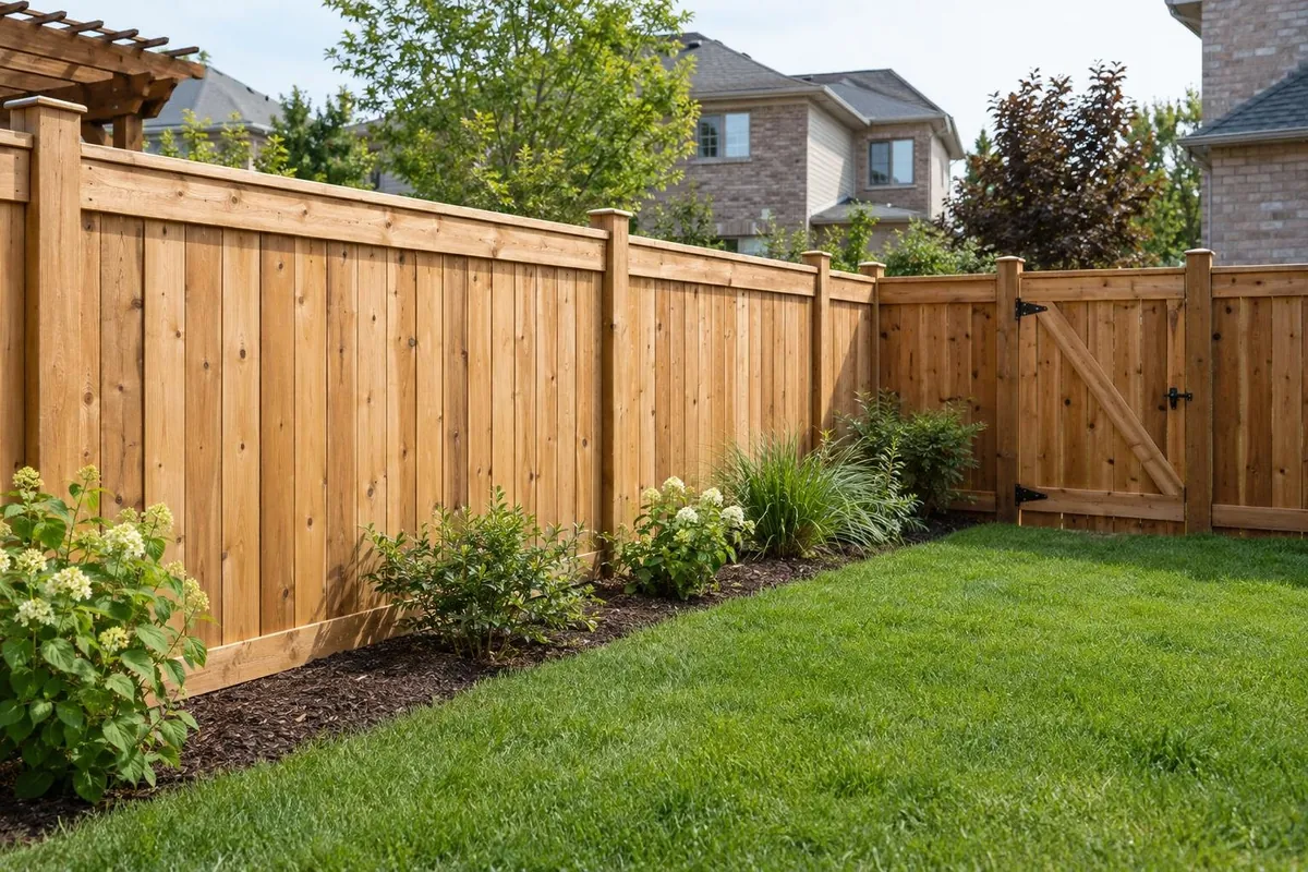 Privacy fence: Cedar, set straight and solid