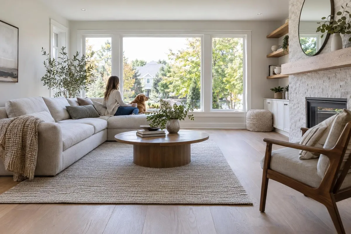 The finished room: Light oak, wall to wall